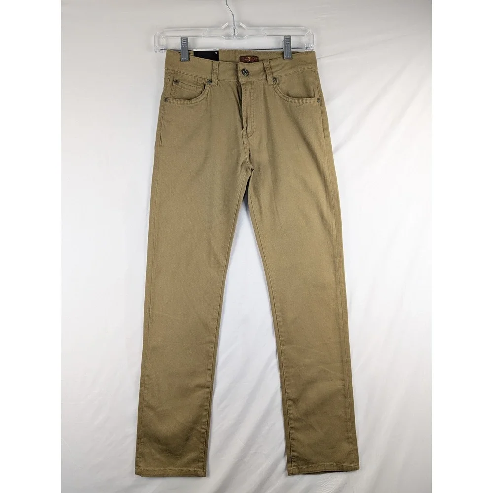 7 For All Mankind Slimmy Pants Boys 12 Khaki Slim Straight Leg 7FBB2919 NEW
